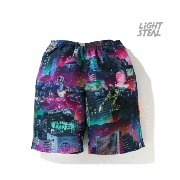 BAPE Neon Tokyo Track Shorts Black