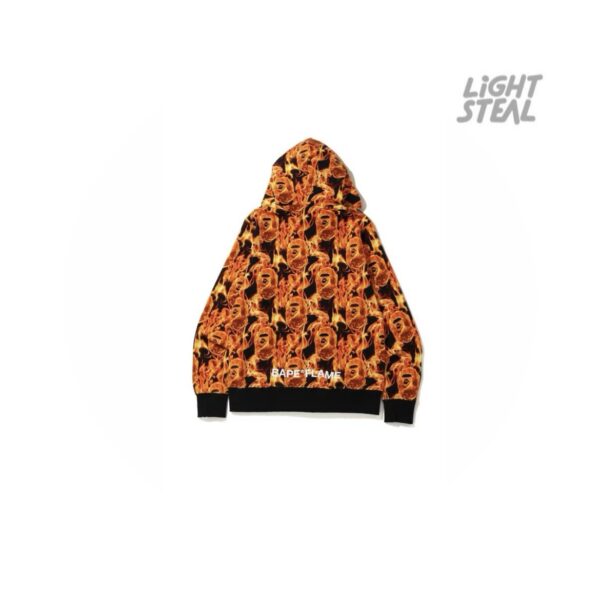 BAPE Full Zip Hoodie Flame Wide Orange