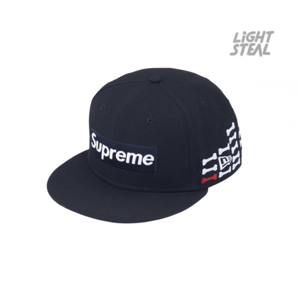 Supreme New Era Bones Box Logo 5-Panel Cap Navy