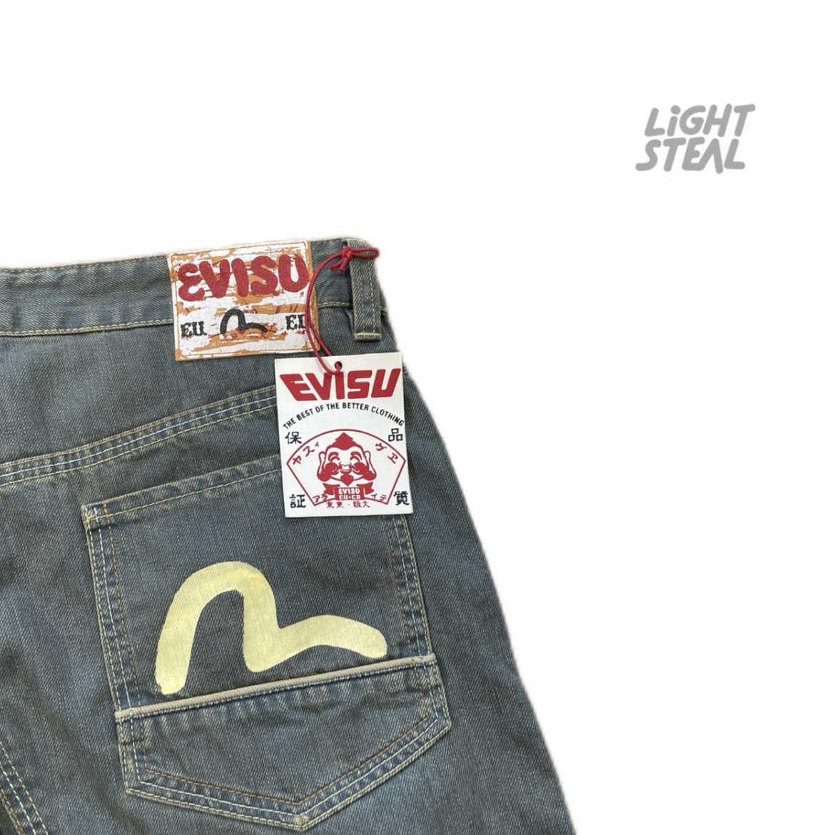 Evisu Jeans Osaka  Washed Teal Blue Grey Seagull Yellow - immagine 3