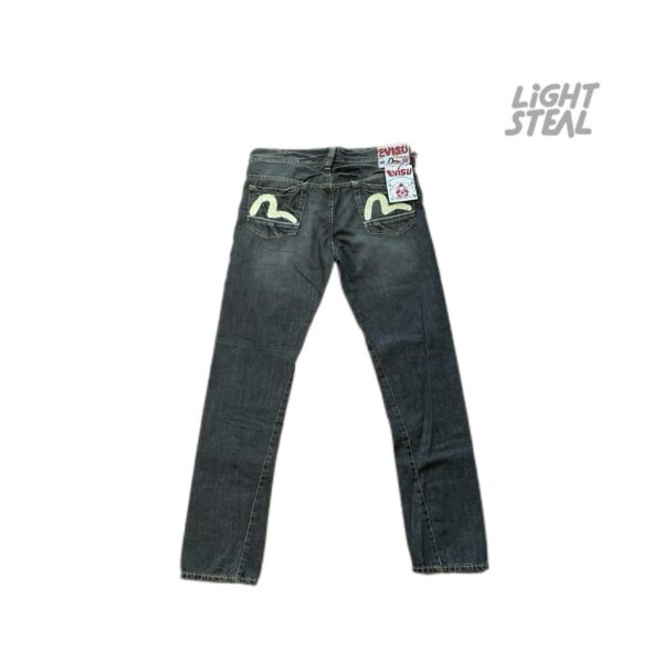 Evisu Jeans Hokusai Washed Charcoal Smoke Brown Seagull