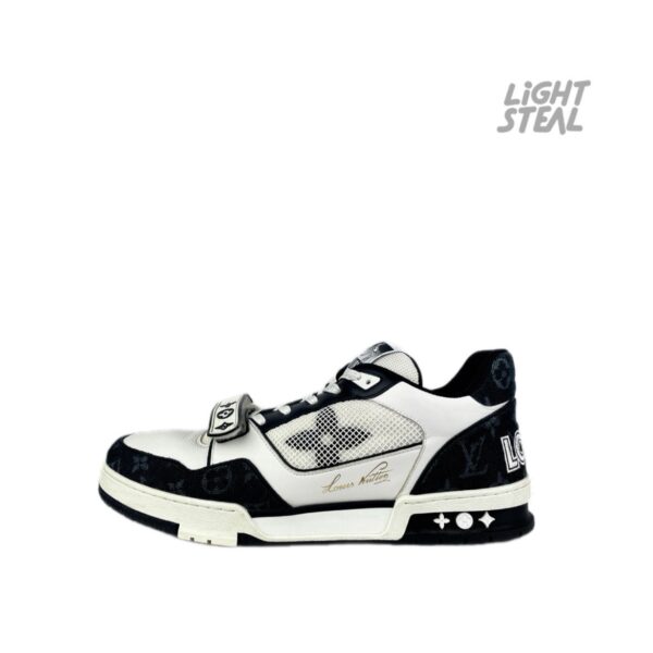 Louis Vuitton LV Trainer Velcro Strap Monogram Denim Balck White (Used)