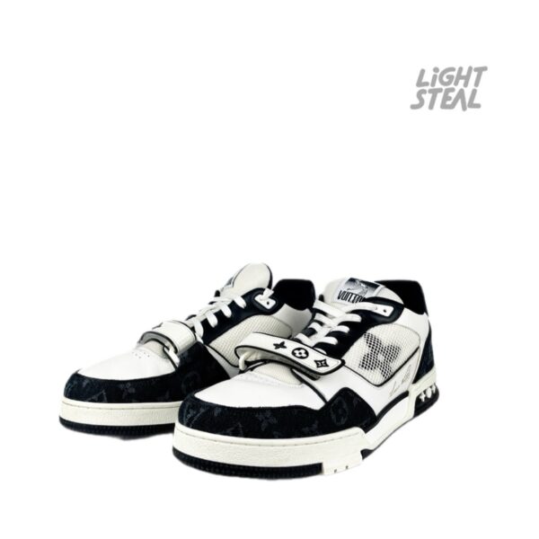 Louis Vuitton LV Trainer Velcro Strap Monogram Denim Balck White (Used)