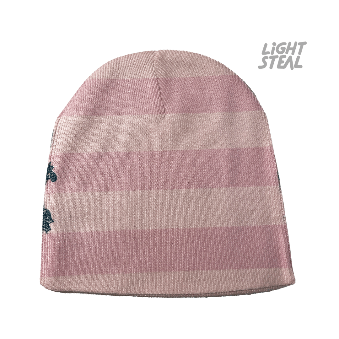 Pink Striped Skull Beanie In Einem Atem - immagine 2