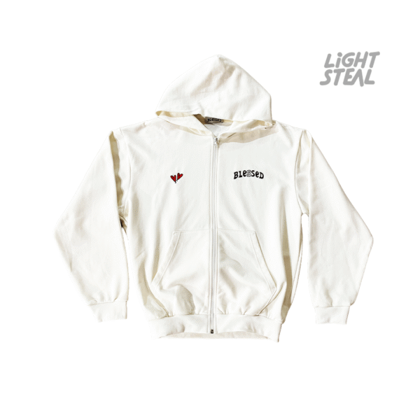 Blessed Zip Hoodie Love Never Ends White