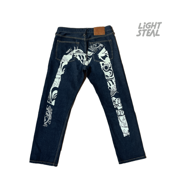 Jeans Evisu Daicock Doodle Art Edition White Graphics (Used)