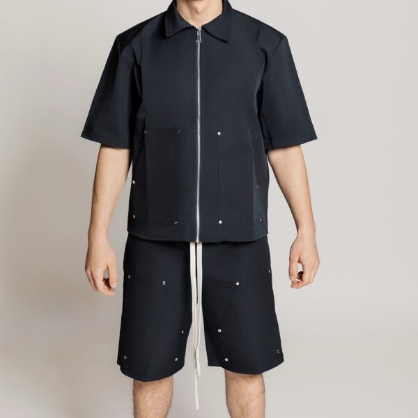 Short Sleeve Zip Overshirt Replacement Black)