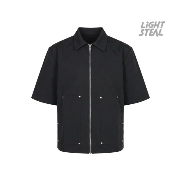 Short Sleeve Zip Overshirt Replacement Black)