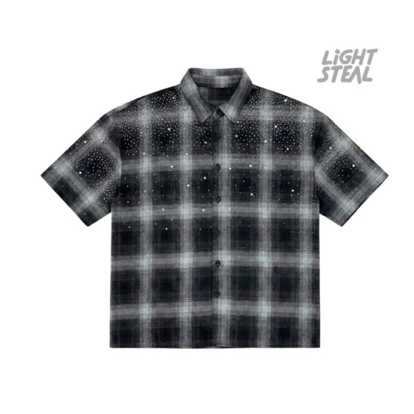 Camicia Replacement Midnight Plaid a Maniche Corte con Strass