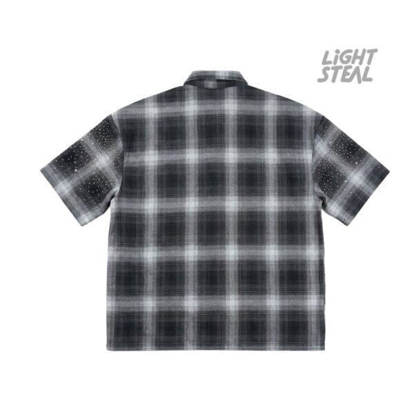 Camicia Replacement Midnight Plaid a Maniche Corte con Strass