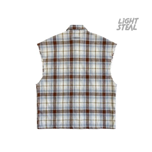 Replacement Distressed Pearl Plaid Sleeveless Shirt