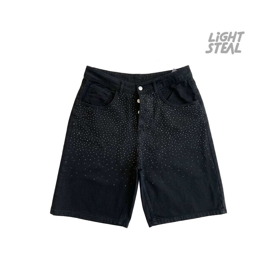 Replacement Crystal Sparkle Denim Shorts Black