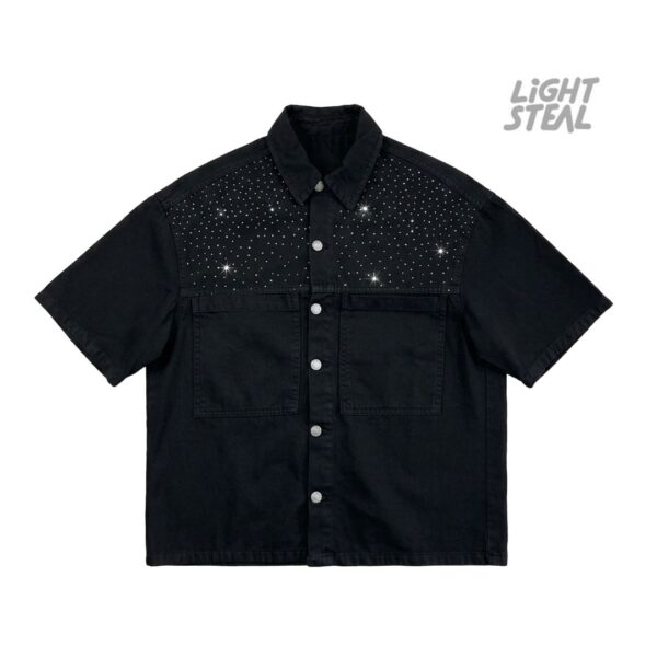 Replacement Crystal Sparkle Boxy Shirt Black