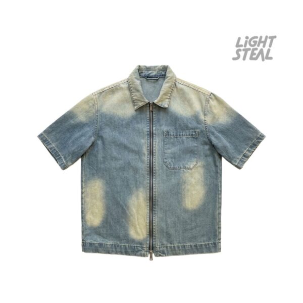 Replacement Acid Wash Zip Denim Shirt