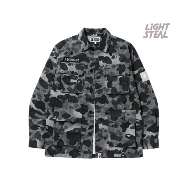BAPE Grid Camo Relaxed Fit Military Shirt Black (Used)
