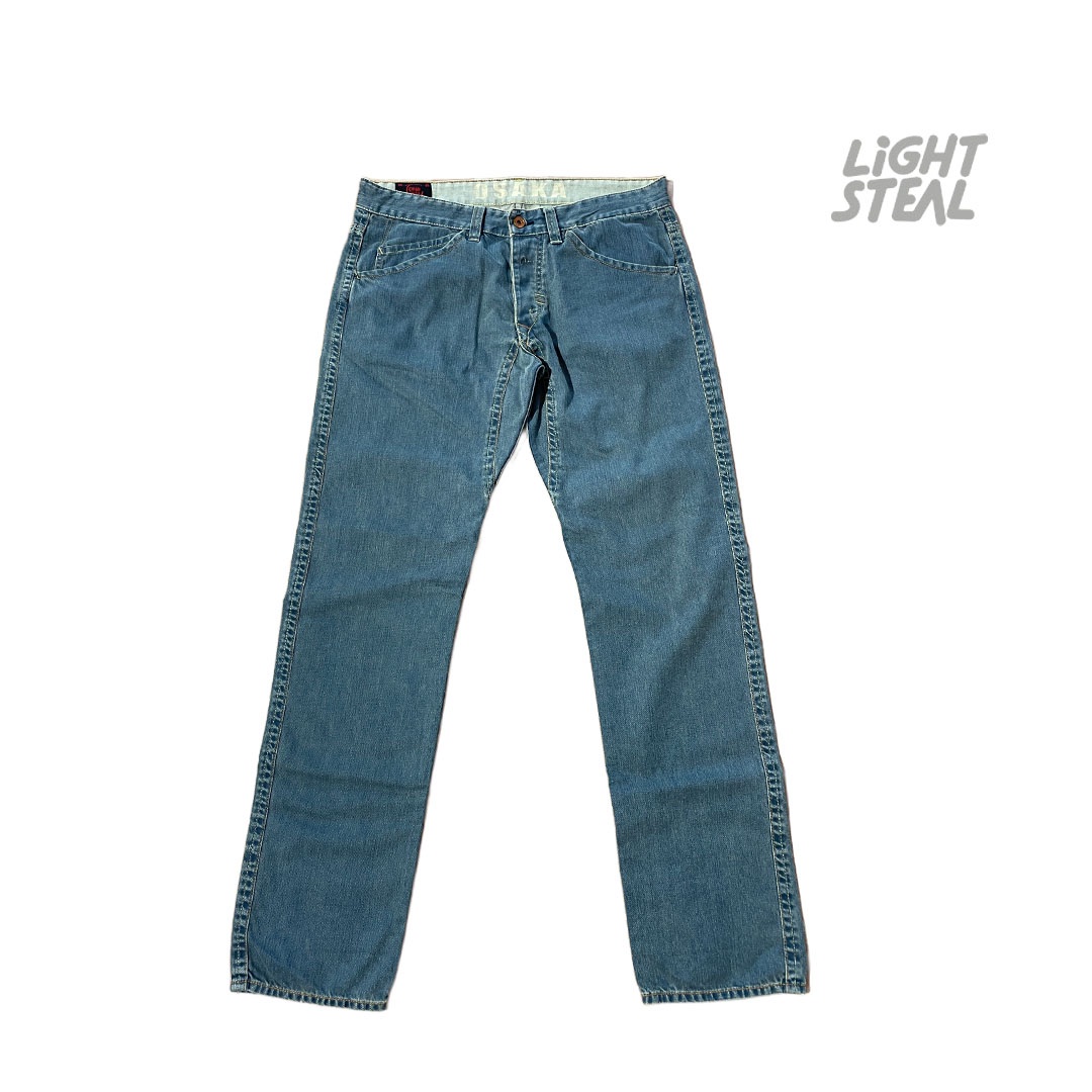 Evisu Jeans Osaka Washed Teal Blue Grey with Yellow Seagull (Used) - immagine 2