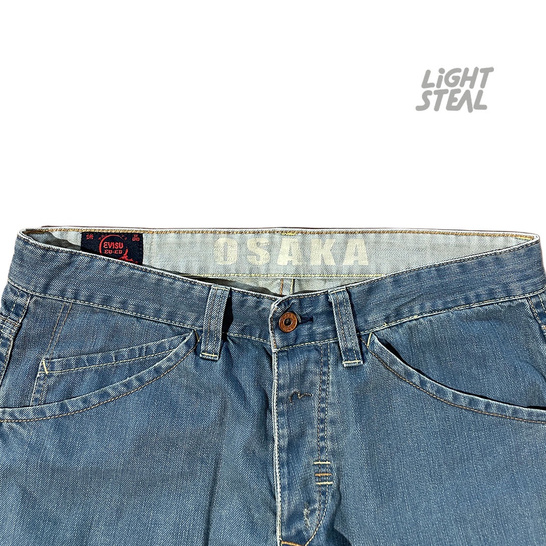 Evisu Jeans Osaka Washed Teal Blue Grey with Yellow Seagull (Used) - immagine 3