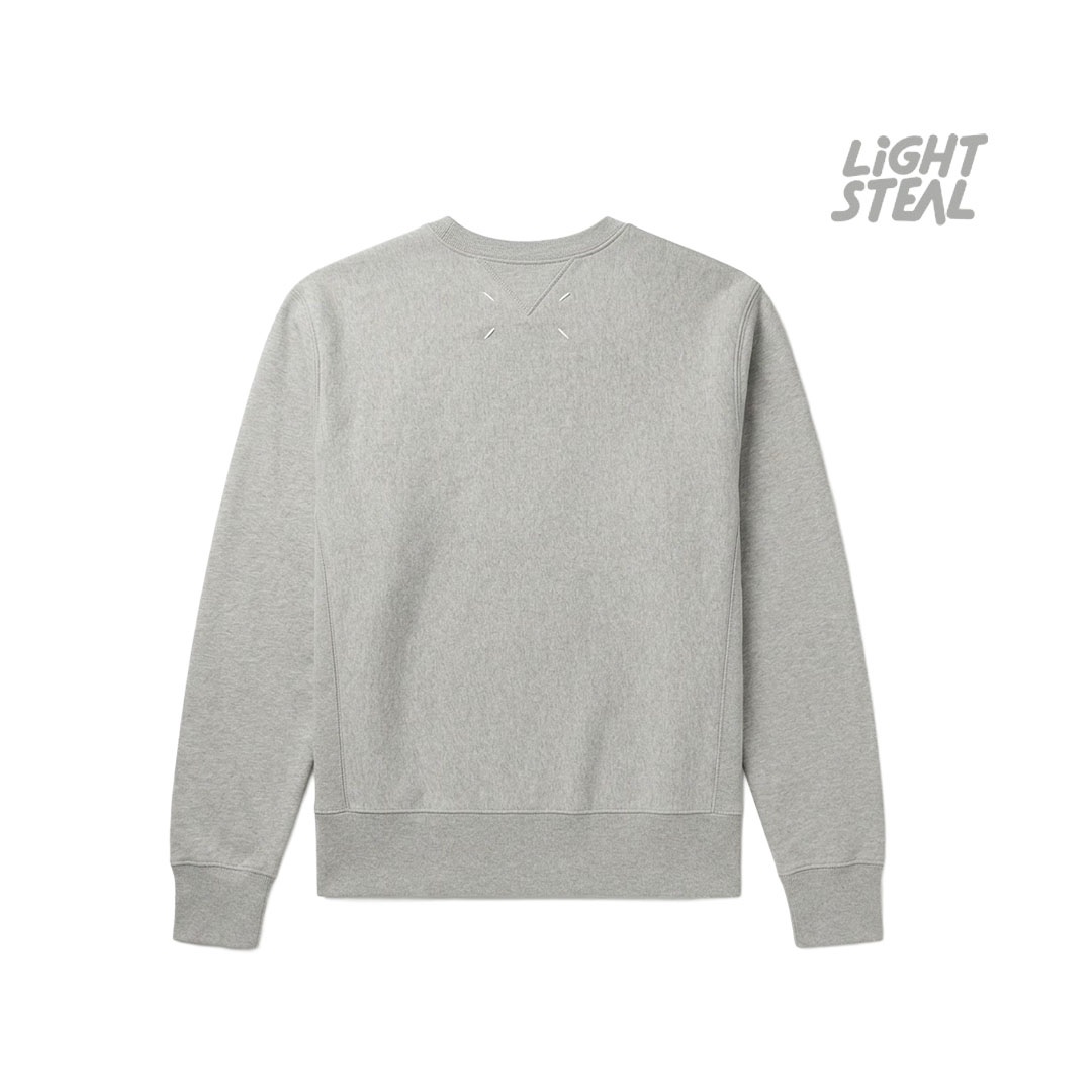 Maison Margiela Felpa Girocollo Classic V-Insert Grigio Chiaro Melange - immagine 2