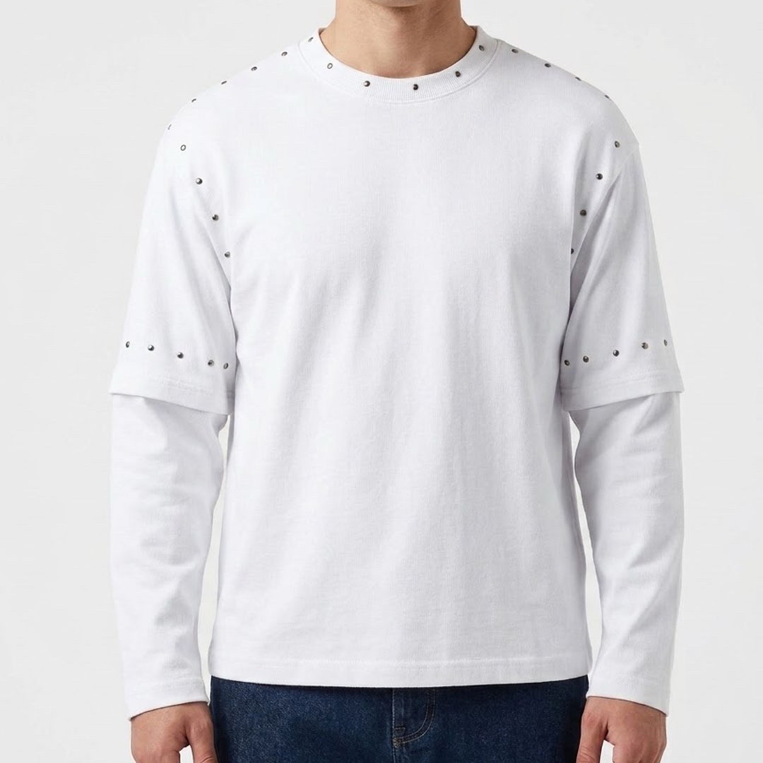 Longsleeve Replacement Dome Studs White - immagine 3