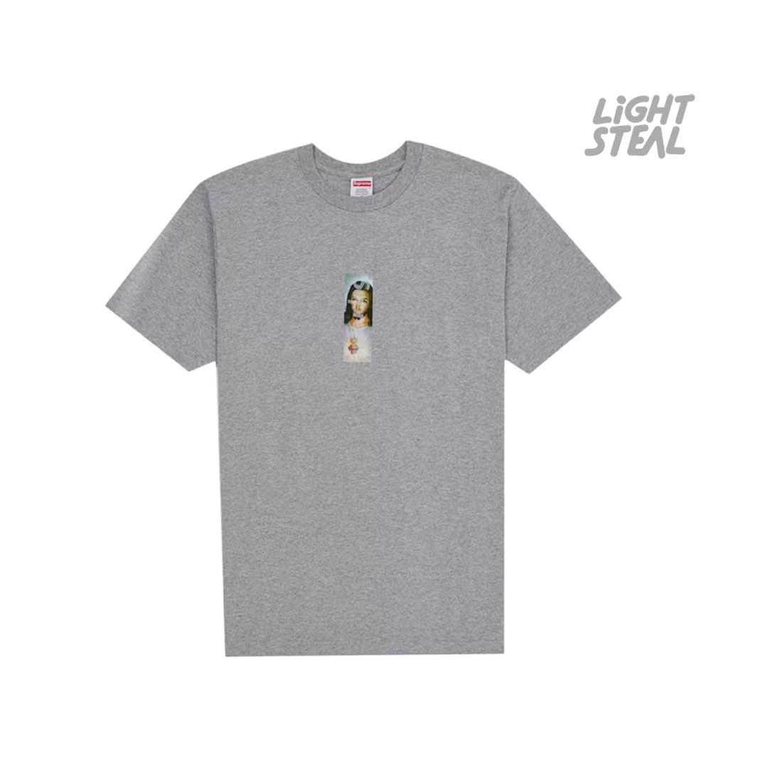 Supreme Prayer Card Box Logo Tee Heather Grey