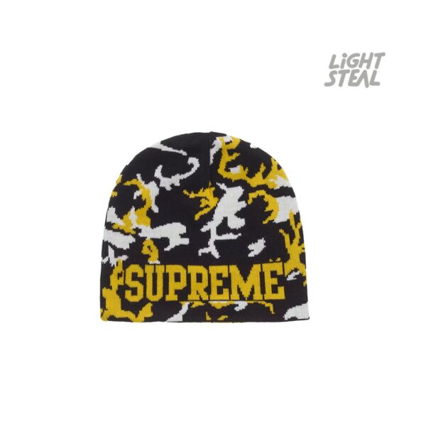 Supreme Reversible Camo Beanie Black Yellow