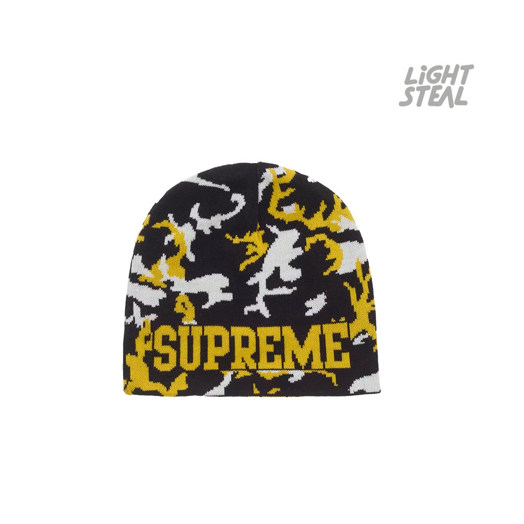 Supreme Reversible Camo Beanie Black Yellow