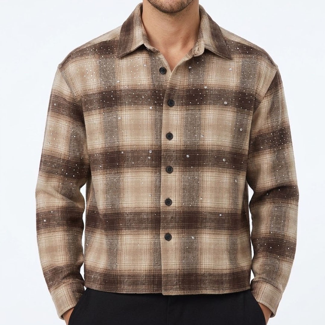 Replacement Crystal Sparkle Plaid Shirt Brown - immagine 3