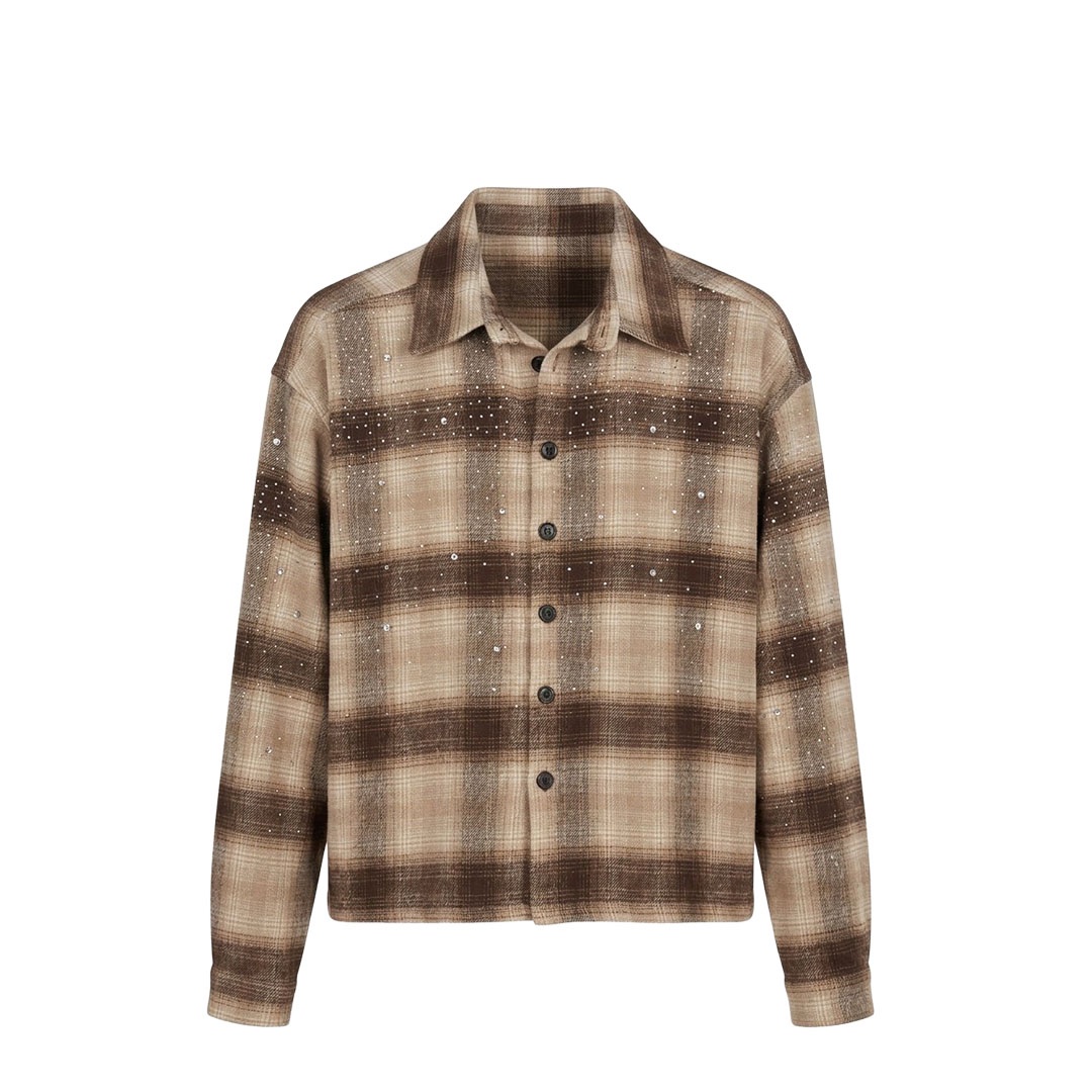Replacement Crystal Sparkle Plaid Shirt Brown