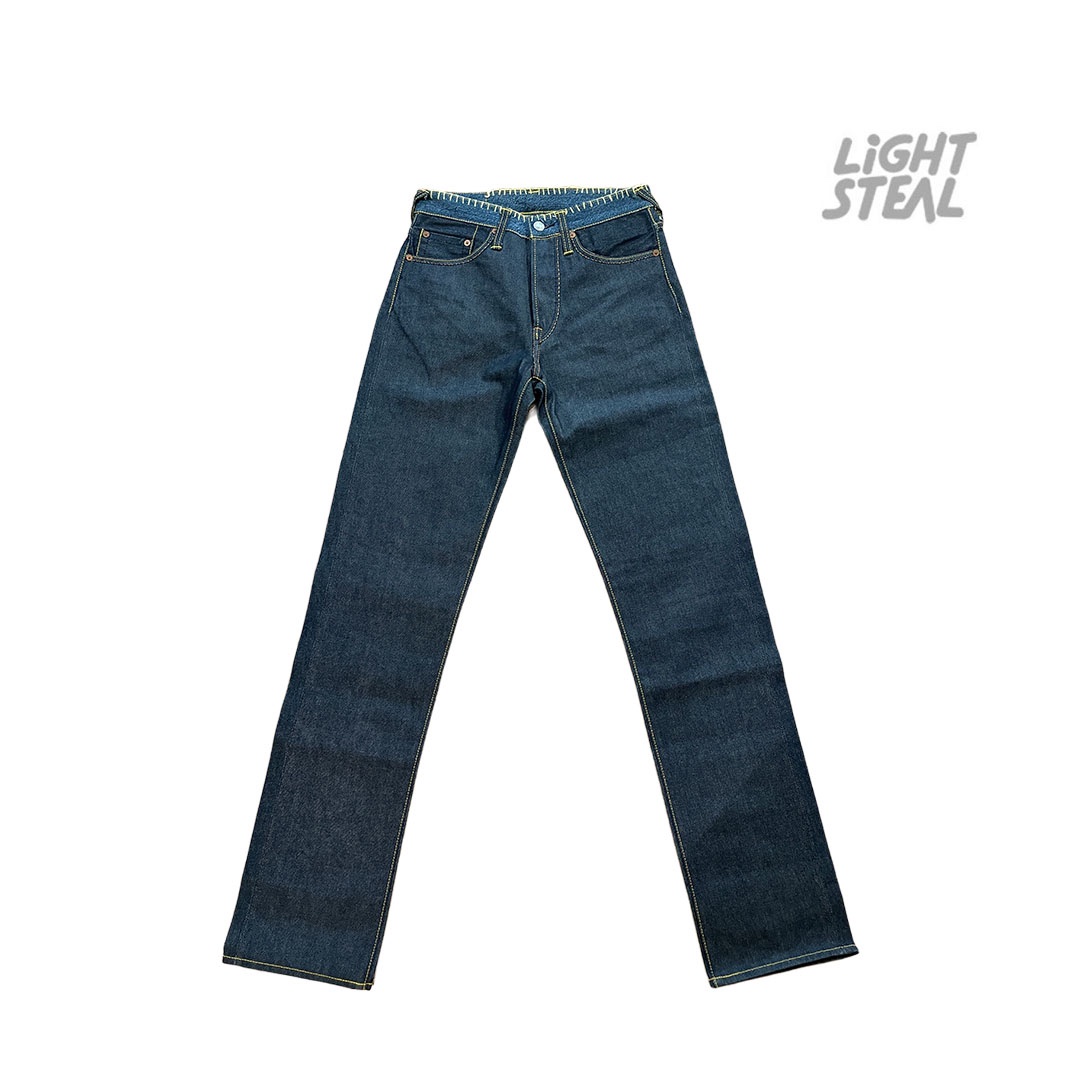 Jeans Evisu Genes Private Stock Raw Denim con Tasche Ricamate e Cucitura a Zig-Zag - immagine 2