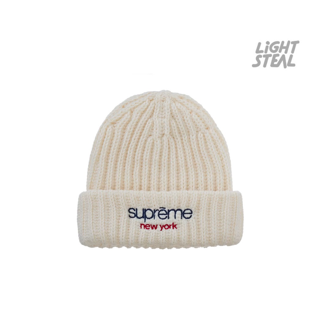 Supreme Classic Logo Chunky Ribbed Beanie Natural (FW26)