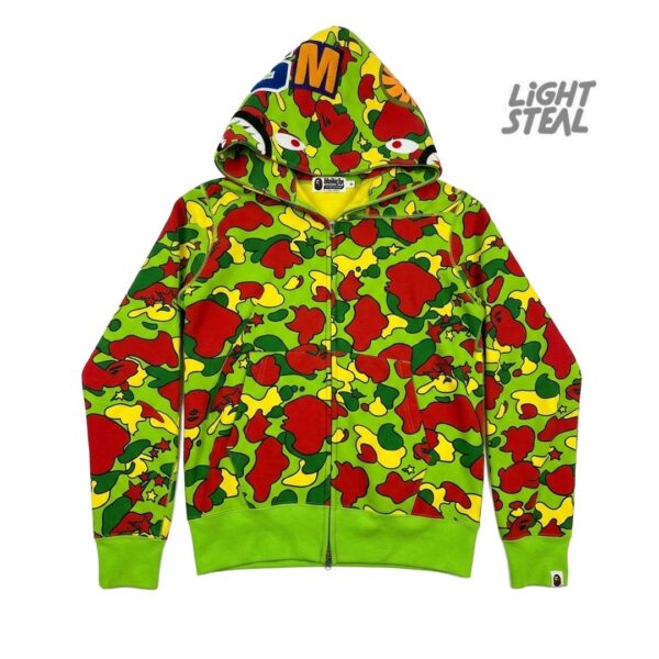 BAPE Psyche Camo Shark Full Zip Hoodie Green (Used)