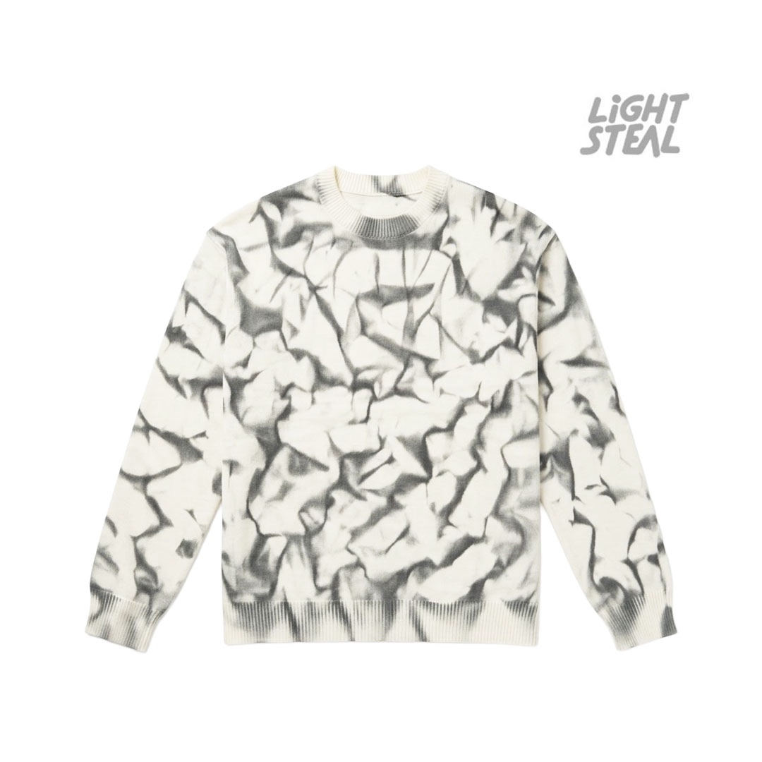 Maglione Girocollo Replacement Pattern Sfumato Bianco e Nero