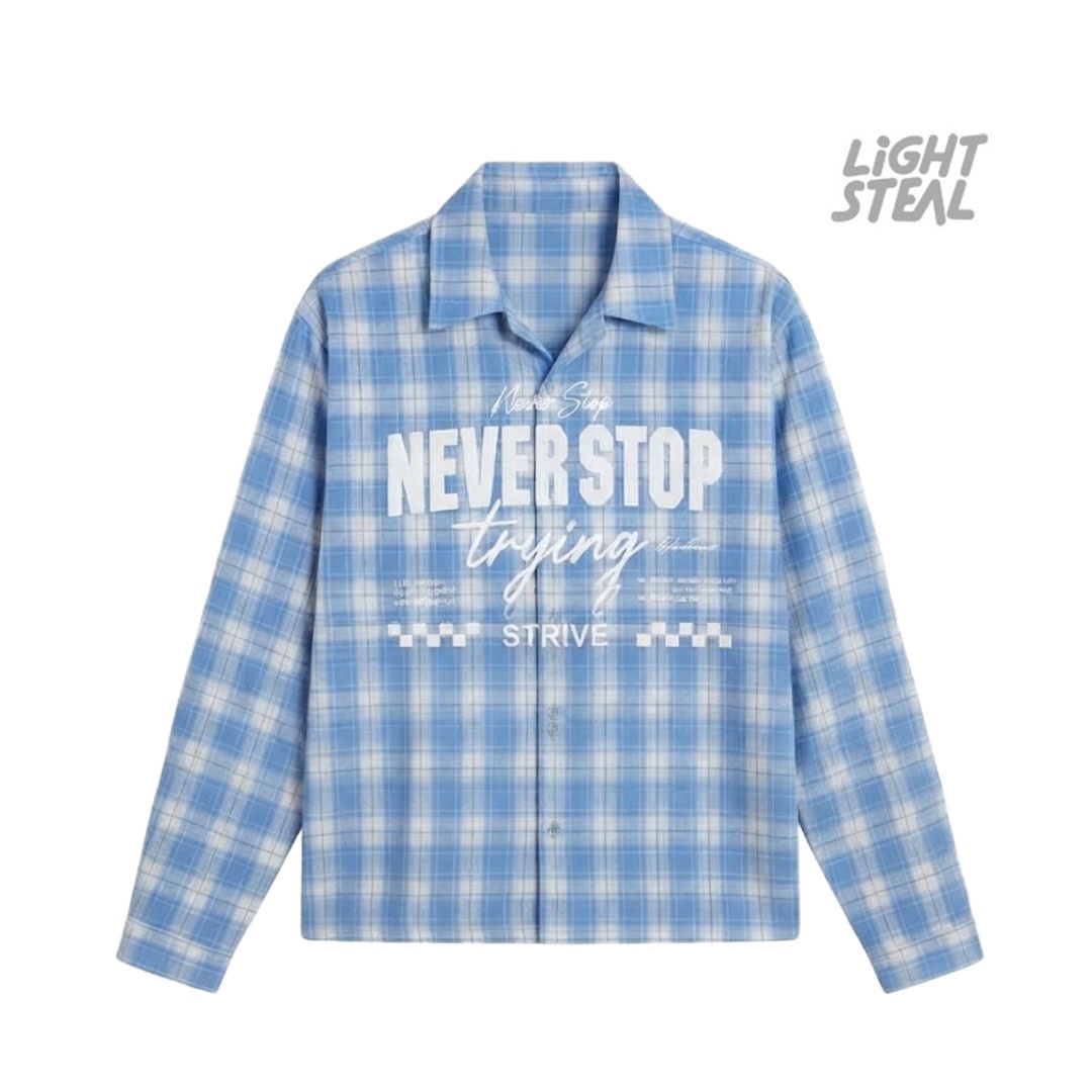Camicia a Quadri Replacement Never Stop Trying Blue & White