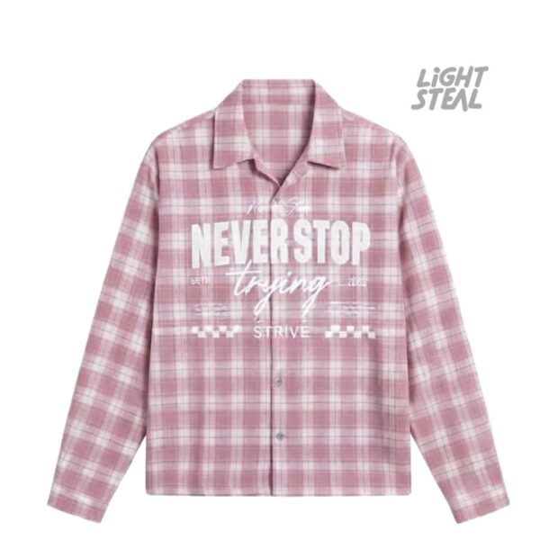 Camicia a Quadri Replacement Never Stop Trying Pink & White