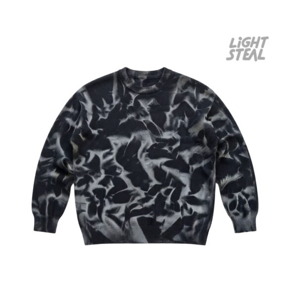 Maglione Girocollo Replacement Pattern Sfumato Nero e Bianco