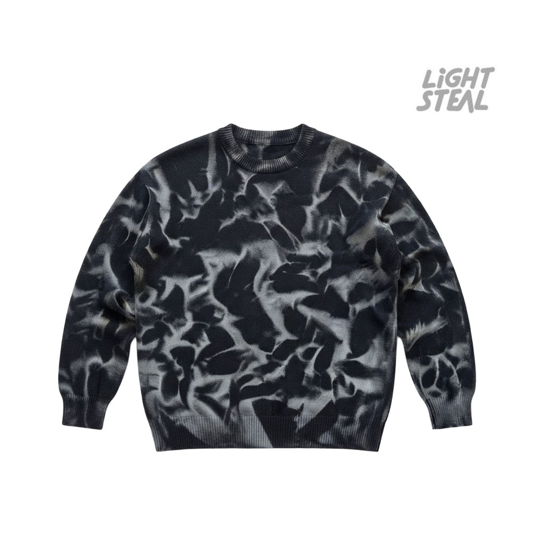 Maglione Girocollo Replacement Pattern Sfumato Nero e Bianco