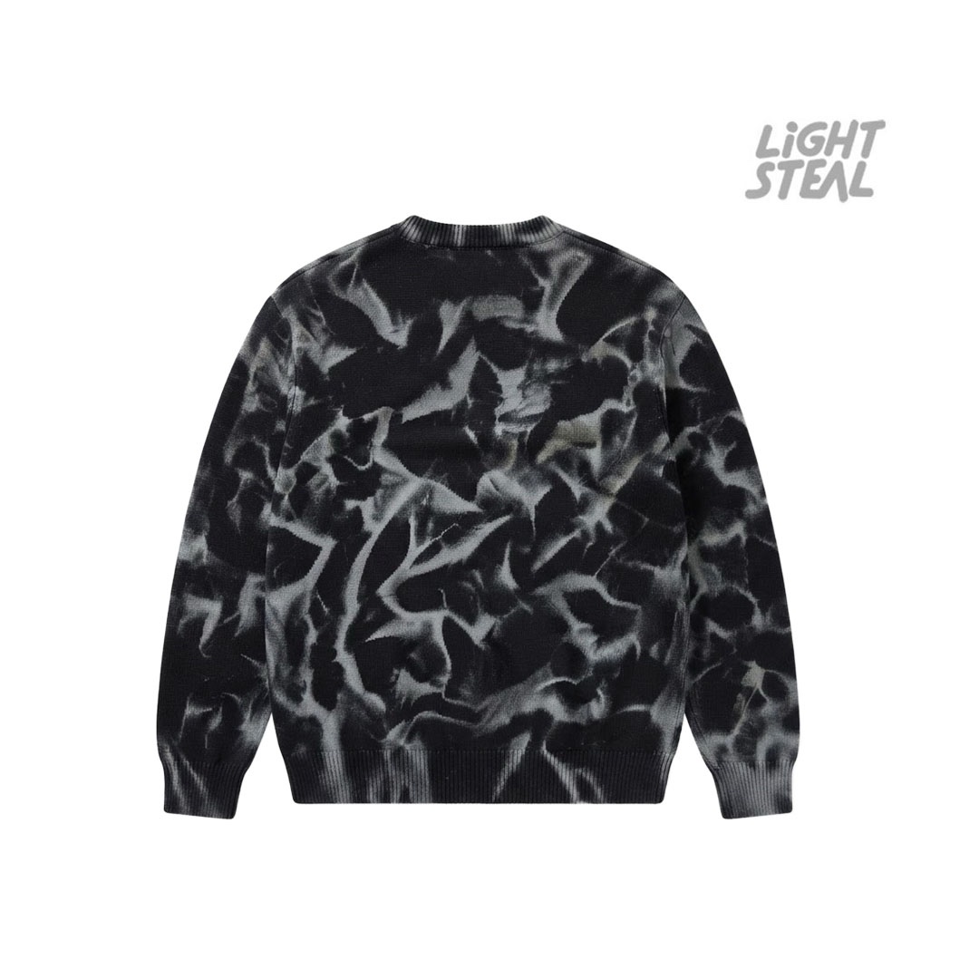 Maglione Girocollo Replacement Pattern Sfumato Nero e Bianco - immagine 2