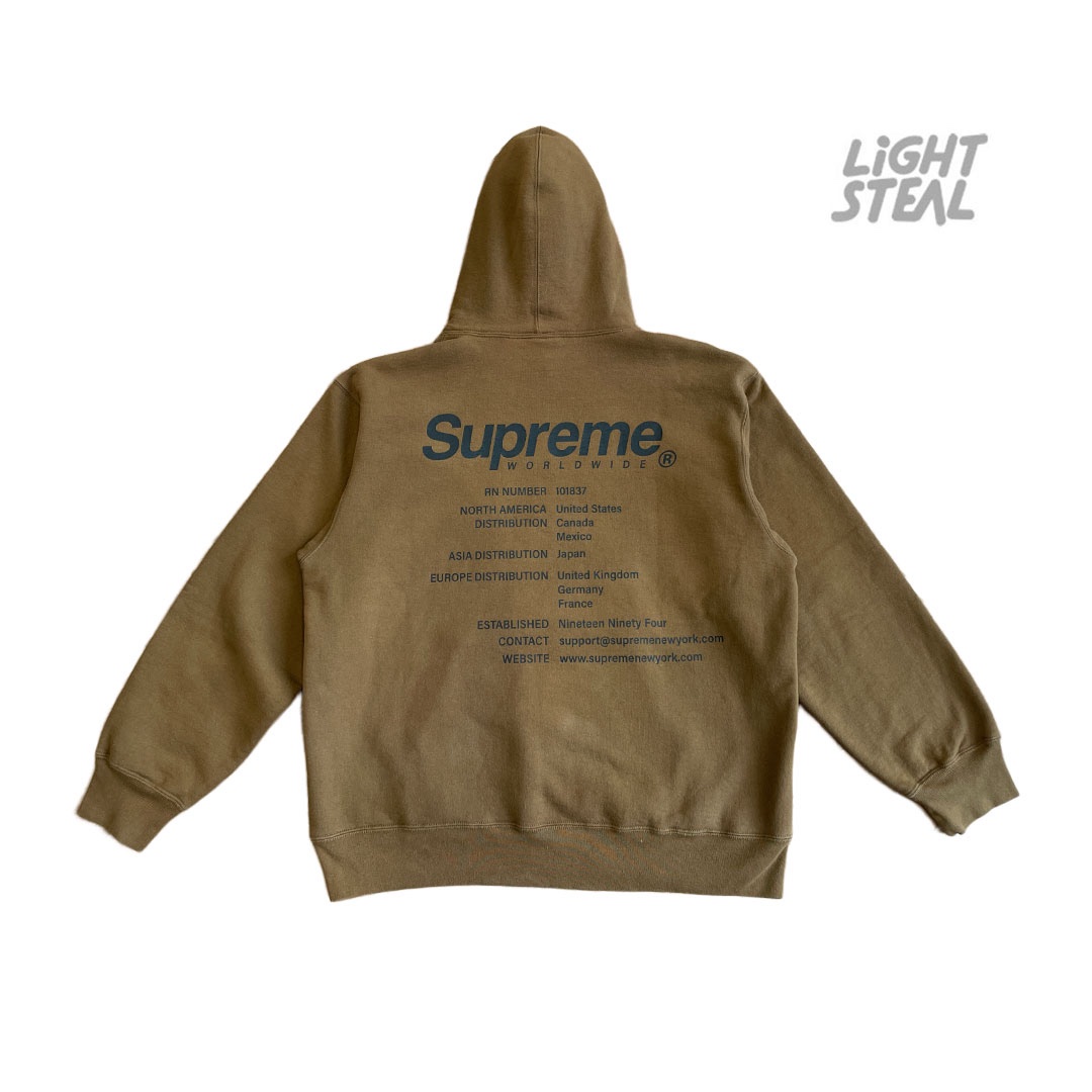 Supreme Worldwide Hooded Sweatshirt Olive Brown (Used) - immagine 2